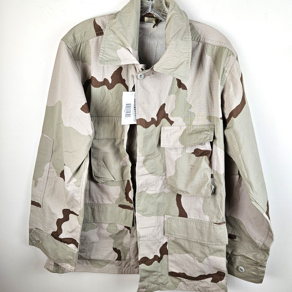 NWT Military BDU Coat 3 color desert camo tri-color mens medium short ripstop